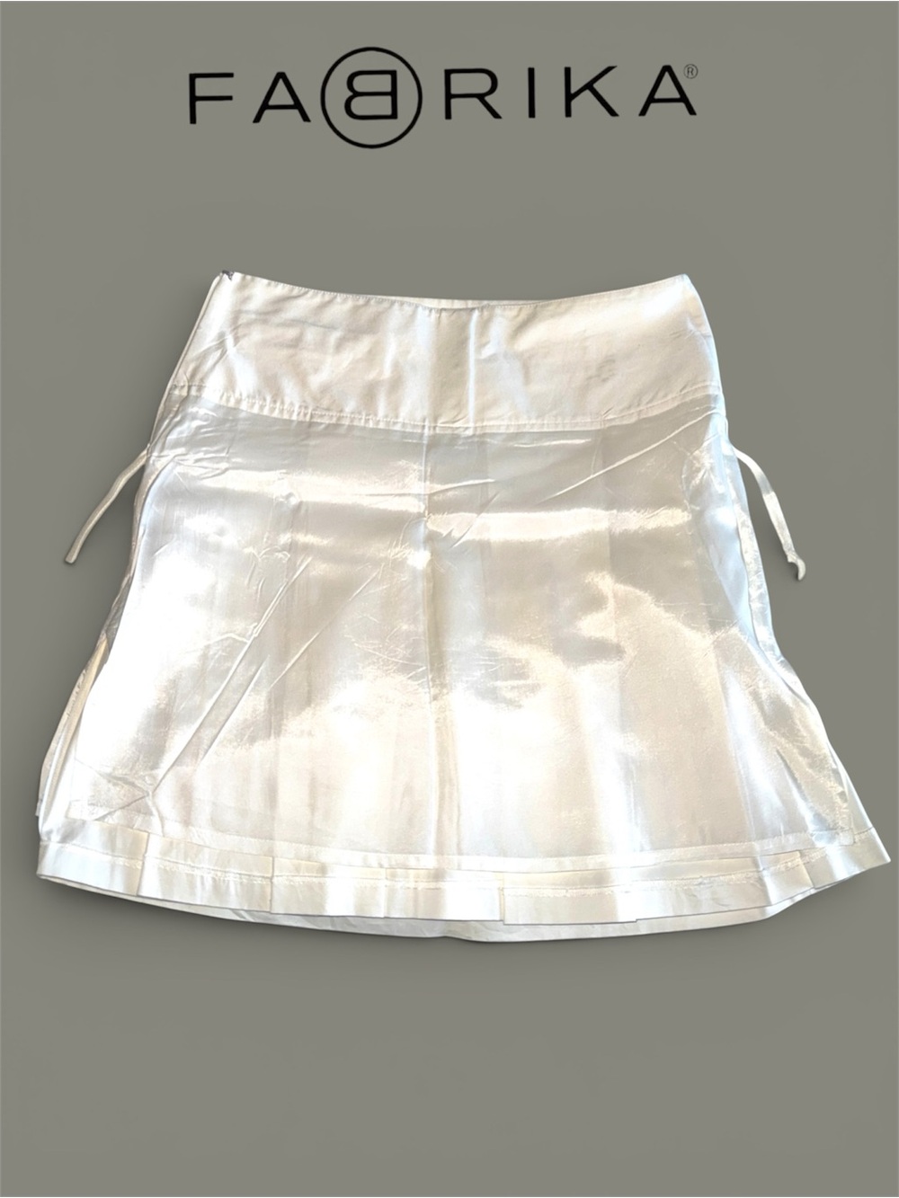 FABRIKA Ivory White High-waisted Pleated A-Line Skirt 100% Cotton - Picture 7 of 8